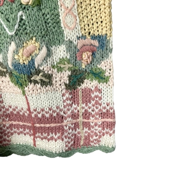 Vintage 80's Classic Elements Hand Knitted Floral Cottagecore Cardigan Like New! - Picture 7 of 12